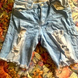 Ripped jean shorts